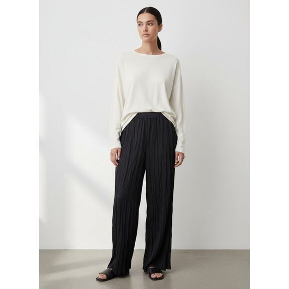 COS Pants - COS Black Plissé Crinkle Wide Leg Pants - HTF Size M Sold Out